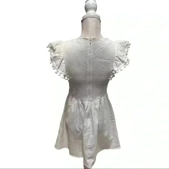 SHEIN  WOMEN’S STUNNING BOHO SMOCK EMBROIDERED DRESS W/ POM POM TRIM•SIZE S• - Picture 4 of 9